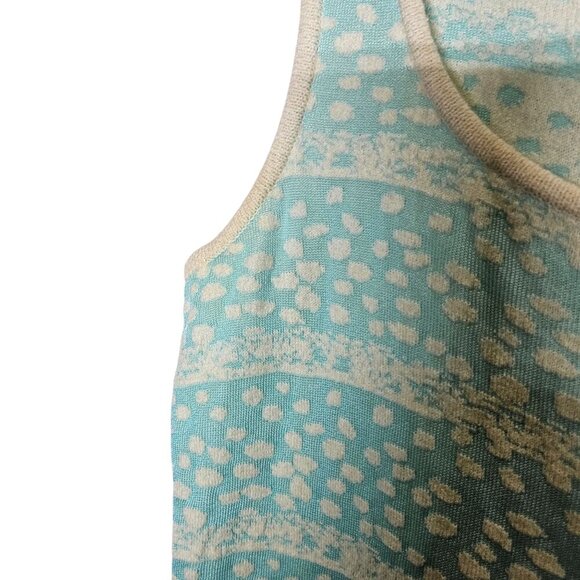 St. John Light Blue & Cream Polka Dot Textured Knit Tank Top Size S - Picture 6 of 10